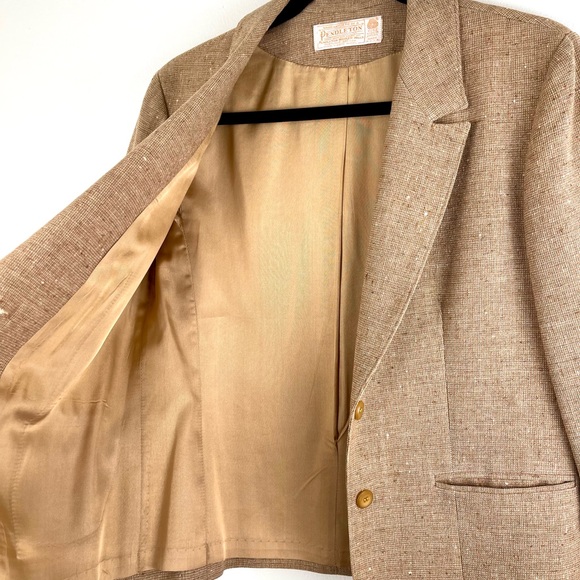 Pendleton 70s Vintage Tweed Blazer 100% Virgin Wool Tan Brown Jacket Made in USA - Picture 9 of 14